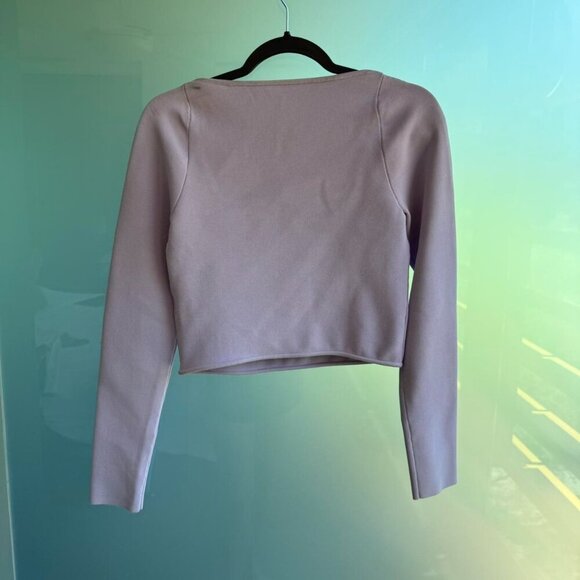 A.L.C. Lavender Long Sleeve Knit Crop Top - Picture 5 of 6